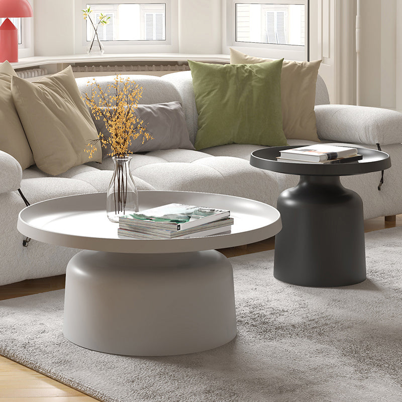 Round Tray Top Coffee Table Metal Pedestal 1 Single Cocktail Table