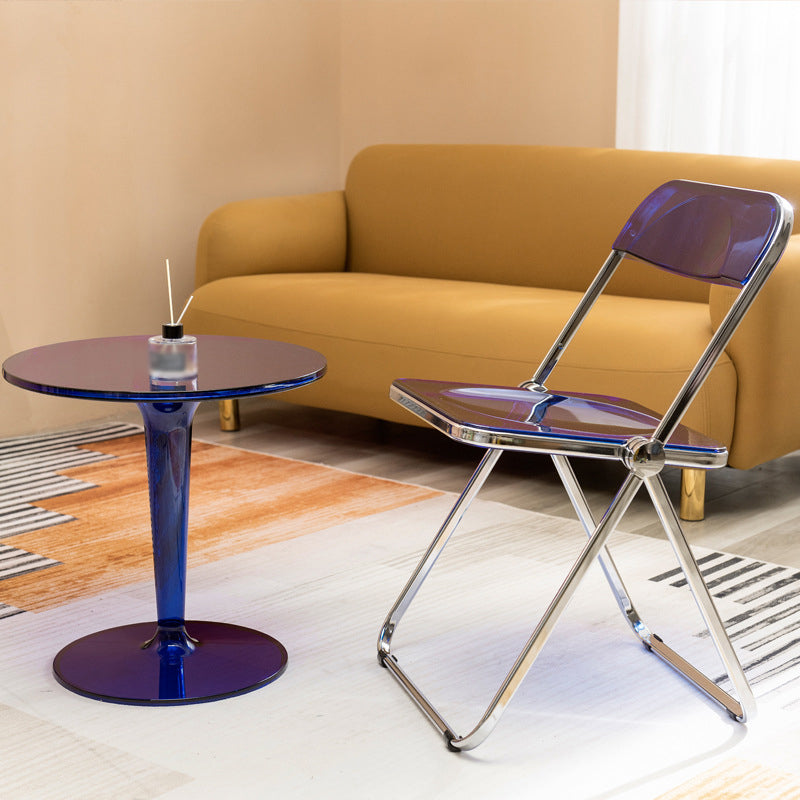 Crossed Base Design Acrylic Material Modern Style Round Side Table