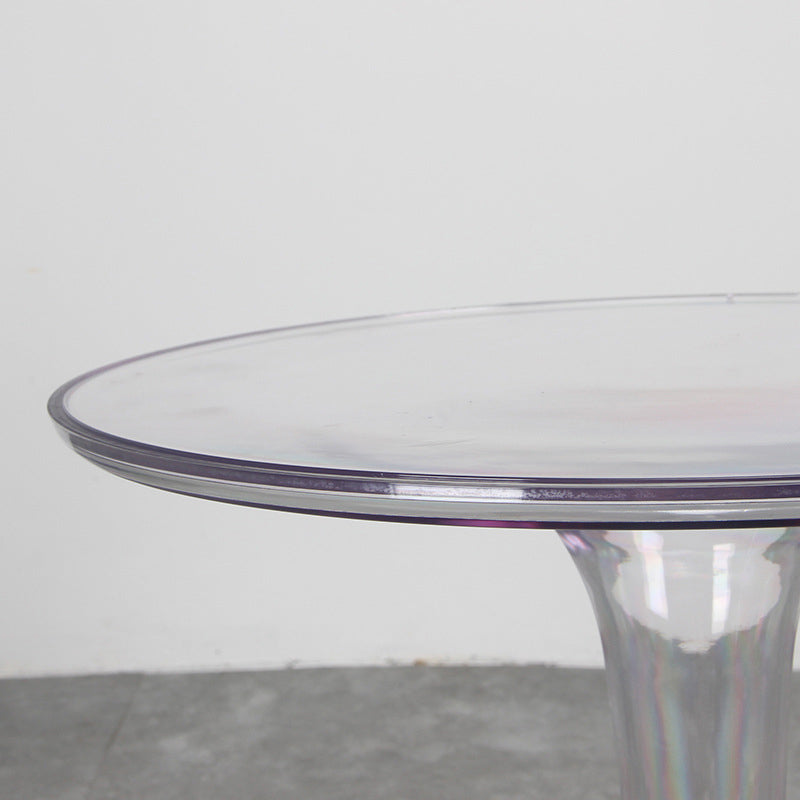 Crossed Base Design Acrylic Material Modern Style Round Side Table