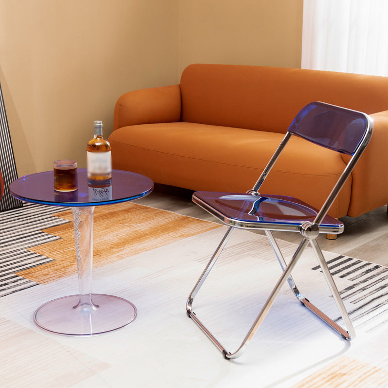 Crossed Base Design Acrylic Material Modern Style Round Side Table