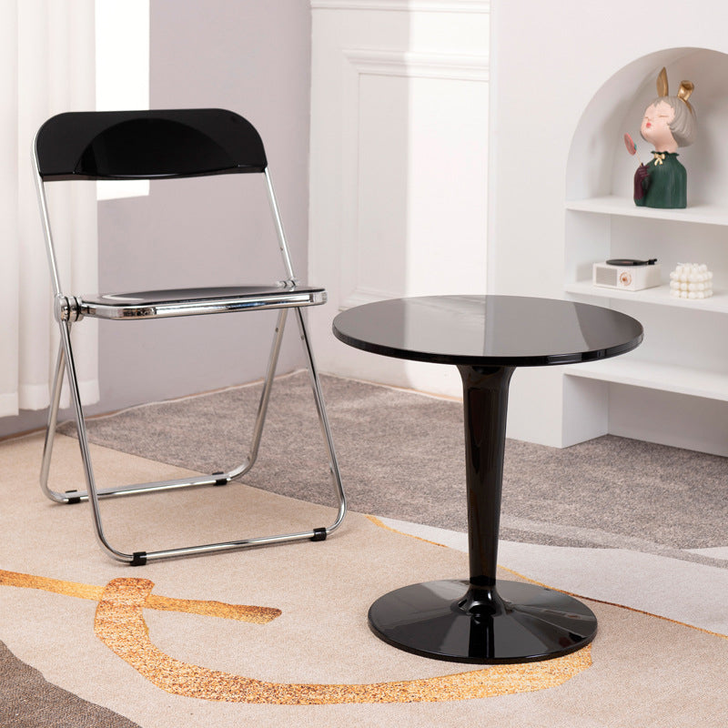 Crossed Base Design Acrylic Material Modern Style Round Side Table