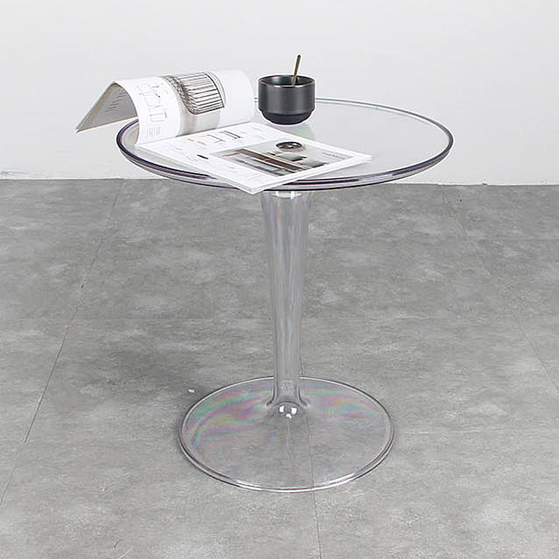 Crossed Base Design Acrylic Material Modern Style Round Side Table