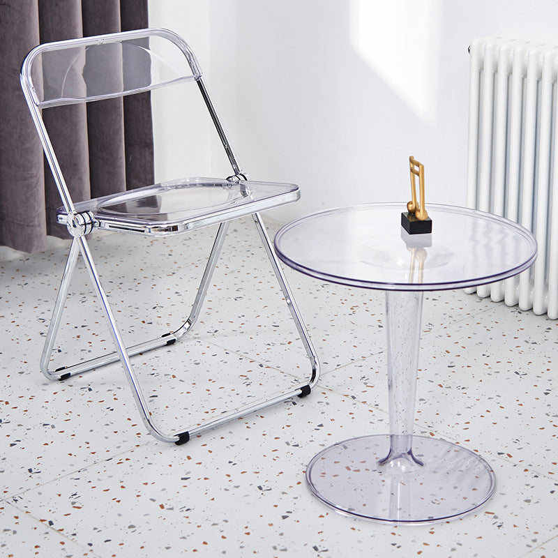 Crossed Base Design Acrylic Material Modern Style Round Side Table
