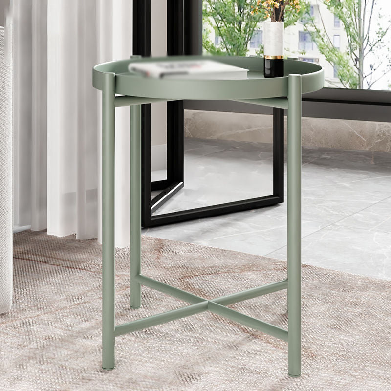 4 Legs Base Design Iron Work Material Green/yellow/black/white Round Side Table