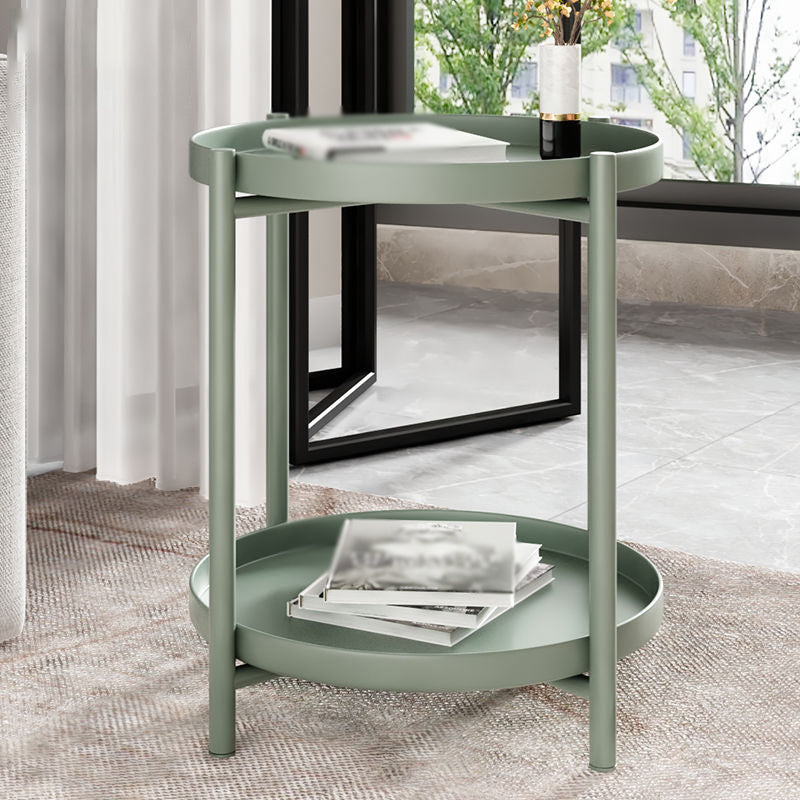 4 Legs Base Design Iron Work Material Green/yellow/black/white Round Side Table