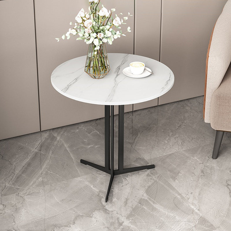 Cross Table Iron Base Design Rock Slab White/black Material Round Table Top Side Table