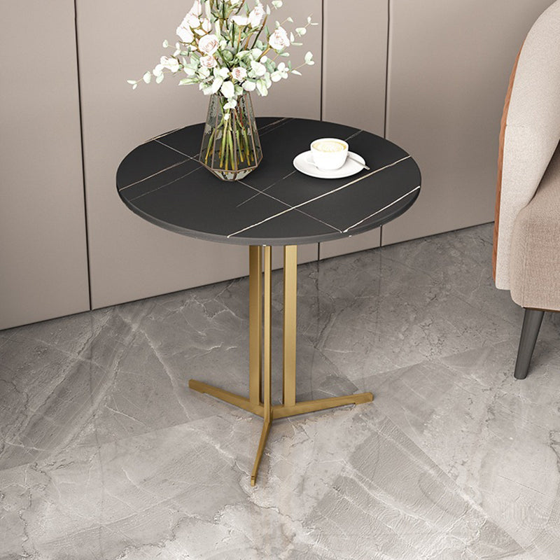 Cross Table Iron Base Design Rock Slab White/black Material Round Table Top Side Table