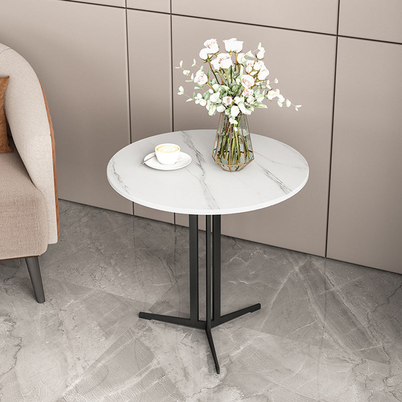 Cross Table Iron Base Design Rock Slab White/black Material Round Table Top Side Table