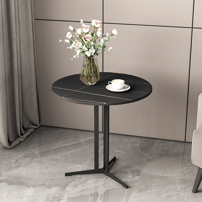 Cross Table Iron Base Design Rock Slab White/black Material Round Table Top Side Table