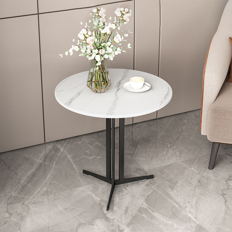Cross Table Iron Base Design Rock Slab White/black Material Round Table Top Side Table