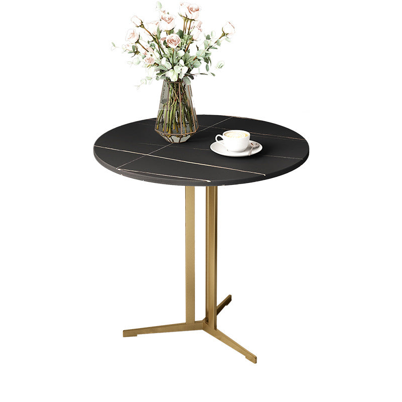 Cross Table Iron Base Design Rock Slab White/black Material Round Table Top Side Table