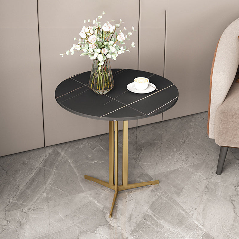 Cross Table Iron Base Design Rock Slab White/black Material Round Table Top Side Table