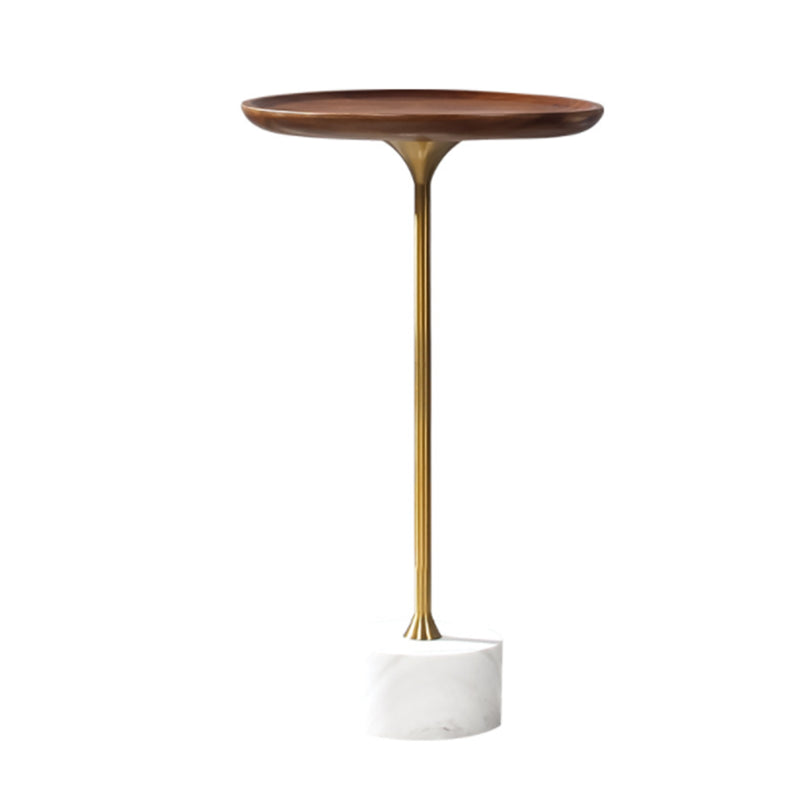 Mid-Century Modern Solid Wood Top End Table Marble Pedestal Sofa Side Table