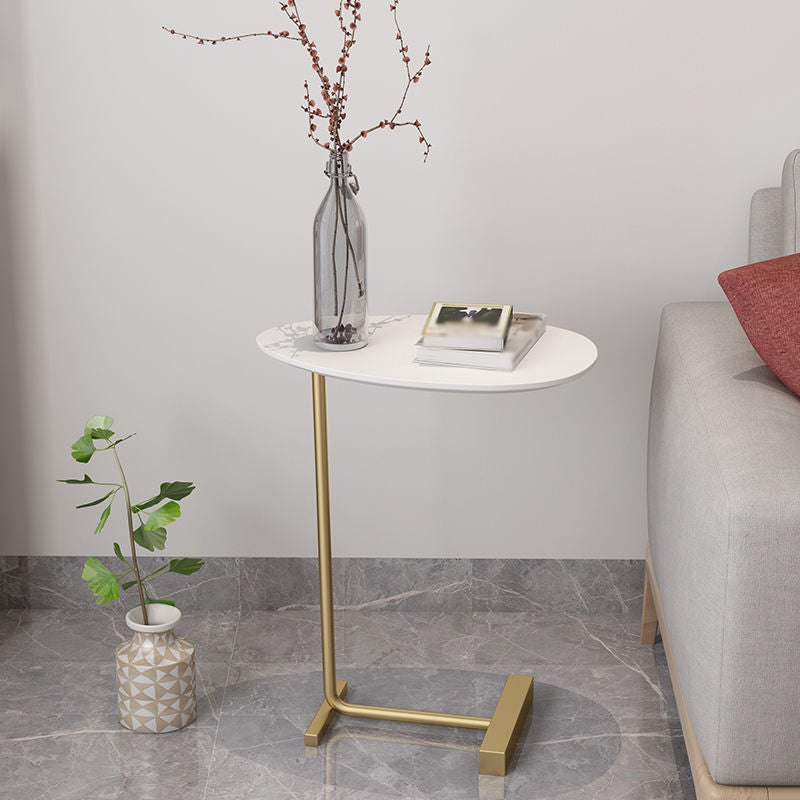 Pedestal Base Design Solid Wood Table Iron Base Free Shape Side Table