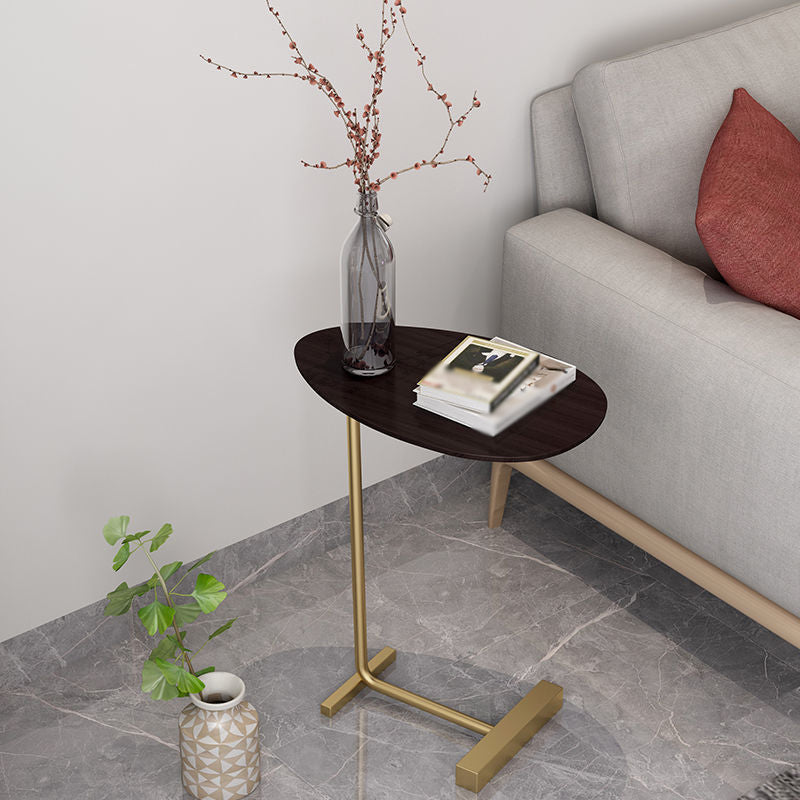 Pedestal Base Design Solid Wood Table Iron Base Free Shape Side Table