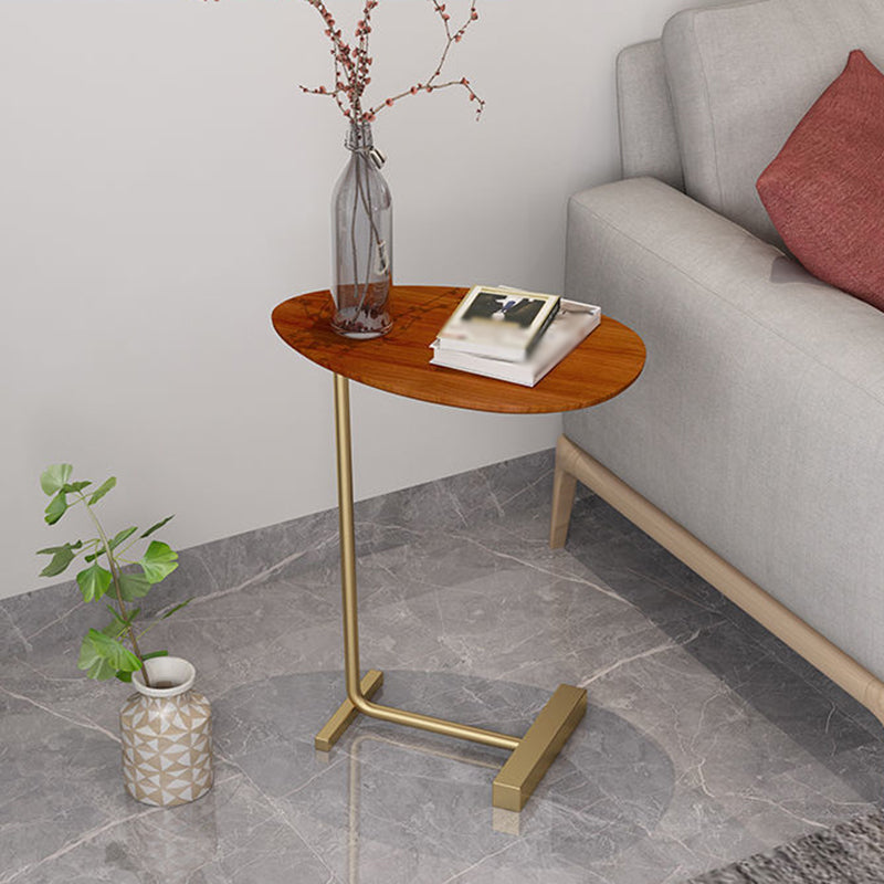 Pedestal Base Design Solid Wood Table Iron Base Free Shape Side Table