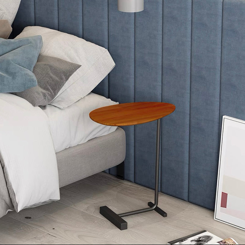 Pedestal Base Design Solid Wood Table Iron Base Free Shape Side Table