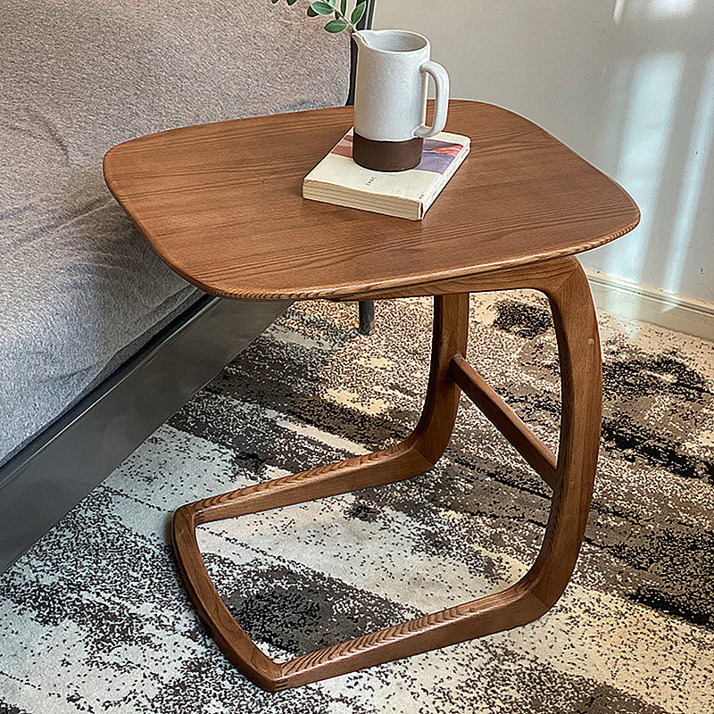 Scandinavian Rectangular Sofa Side Table C Shape Wood End Table