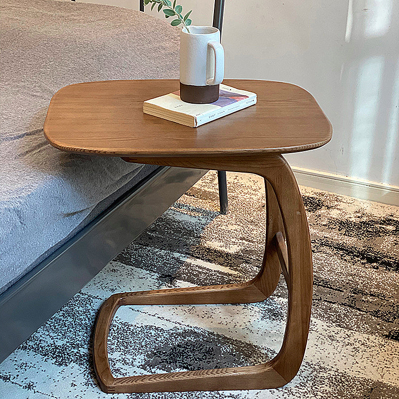 Scandinavian Rectangular Sofa Side Table C Shape Wood End Table
