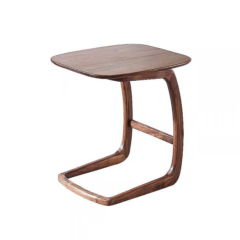 Scandinavian Rectangular Sofa Side Table C Shape Wood End Table
