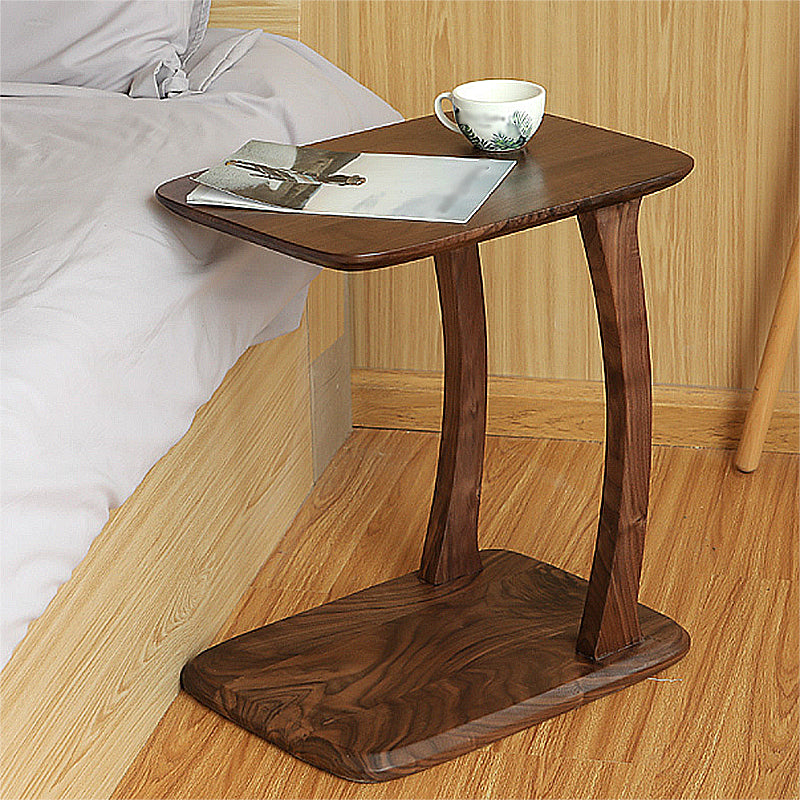 Scandinavian Rectangular Sofa Side Table C Shape Wood End Table