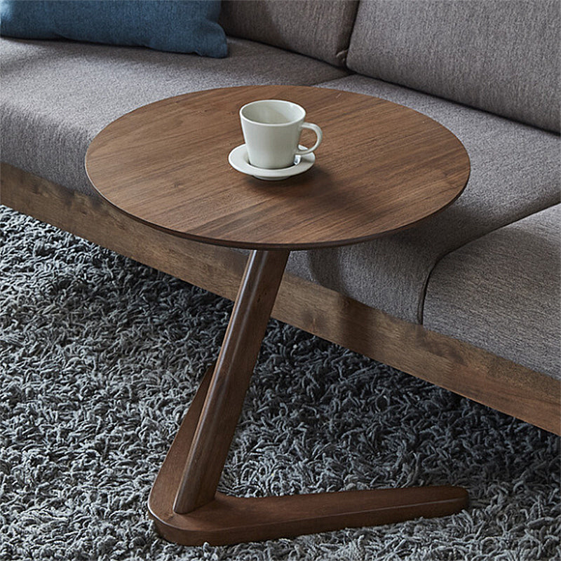 Scandinavian Rectangular Sofa Side Table C Shape Wood End Table