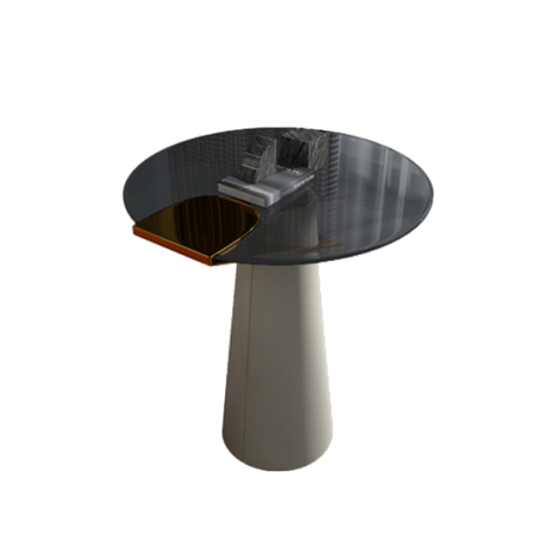 Contemporary Stone Top End Table Stainless Steel Pedestal Sofa Side Table