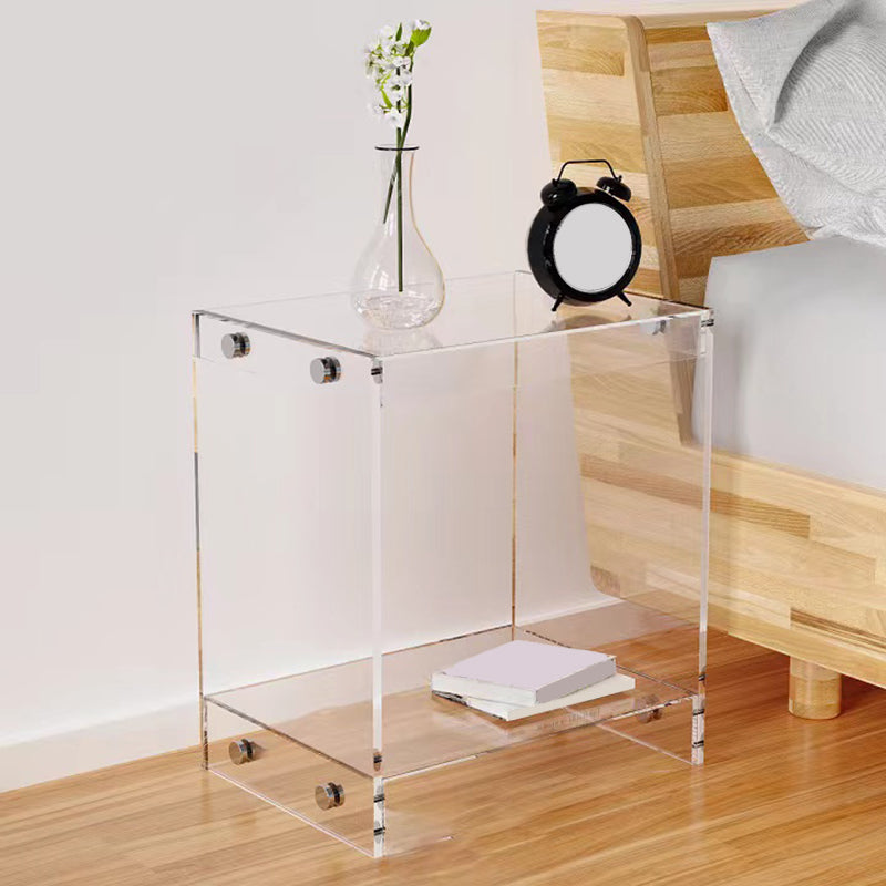 Contemporary Bedside Cabinet Acrylic Lower Shelf Bed Nightstand
