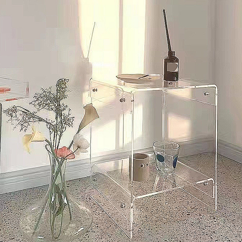 Contemporary Bedside Cabinet Acrylic Lower Shelf Bed Nightstand