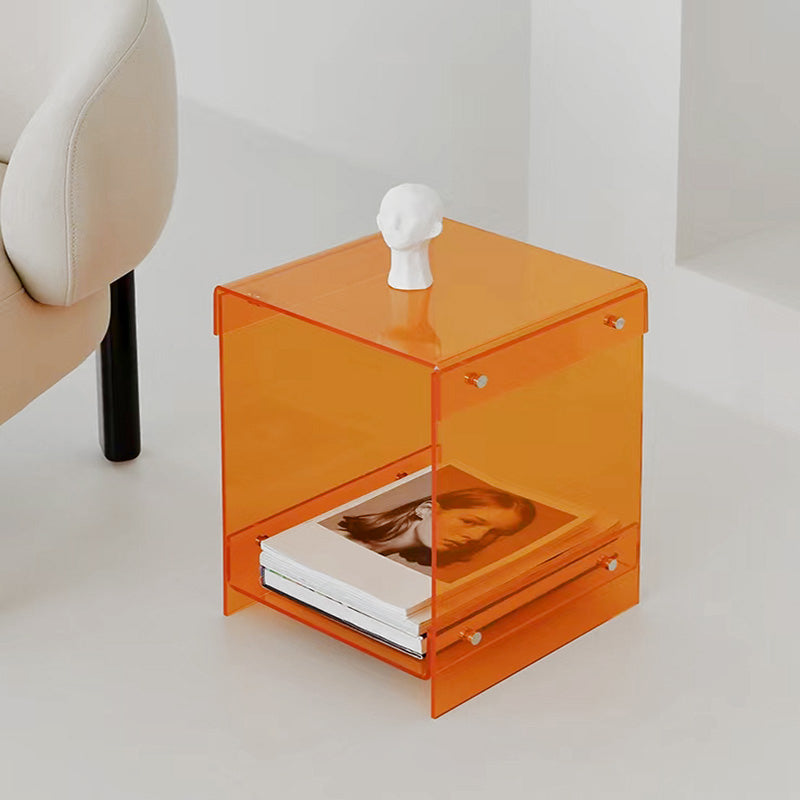 Contemporary Bedside Cabinet Acrylic Lower Shelf Bed Nightstand