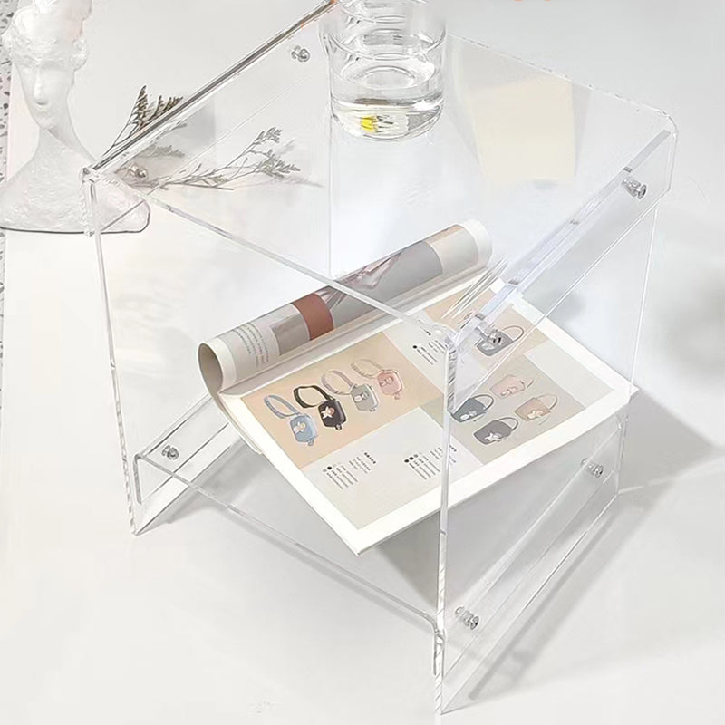 Contemporary Bedside Cabinet Acrylic Lower Shelf Bed Nightstand