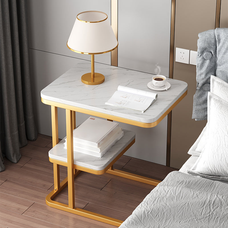 22.8" Tall Wooden Nightstand in Grey/ White / Black Modern Night Stand