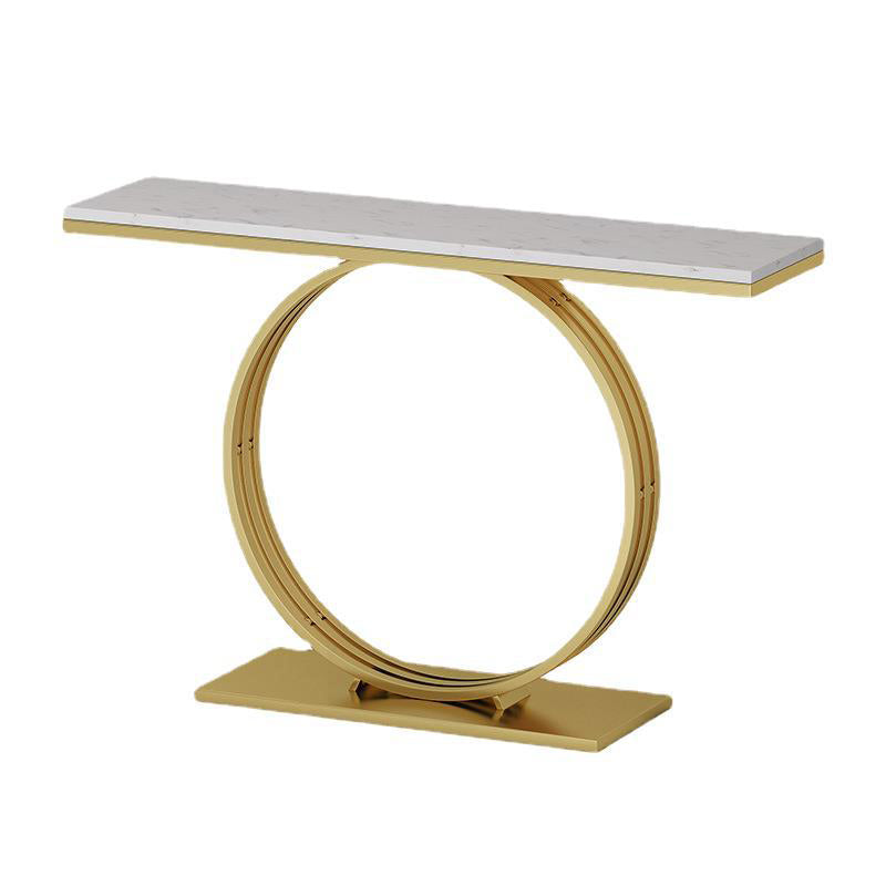 Glam Hall Pedestal Marble Rectangle Stain Resistant Console Sofa Table