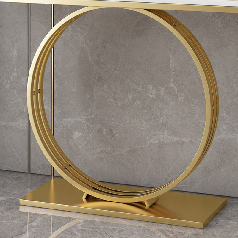 Glam Hall Pedestal Marble Rectangle Stain Resistant Console Sofa Table