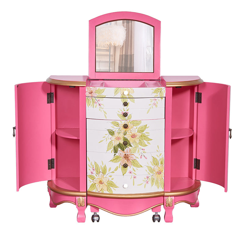 Victorian Style 31.8" Height 2 Drawers Vanity Set with Stool and Mirror