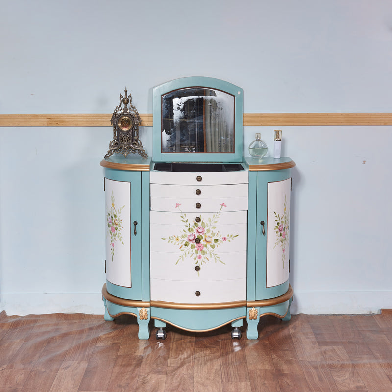 Victorian Style 31.8" Height 2 Drawers Vanity Set with Stool and Mirror