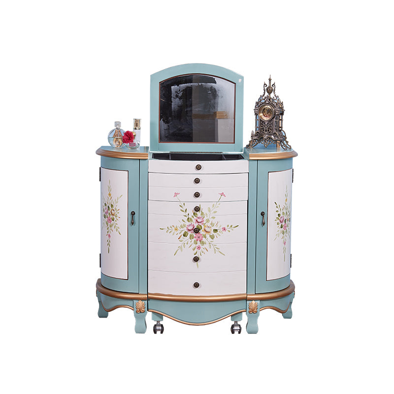 Victorian Style 31.8" Height 2 Drawers Vanity Set with Stool and Mirror