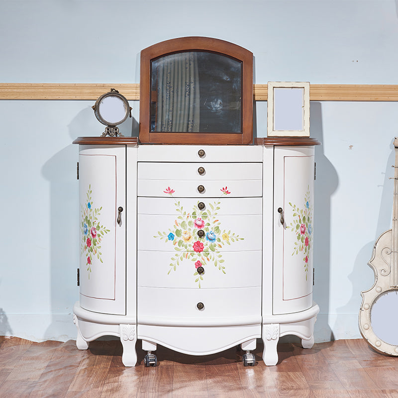 Victorian Style 31.8" Height 2 Drawers Vanity Set with Stool and Mirror