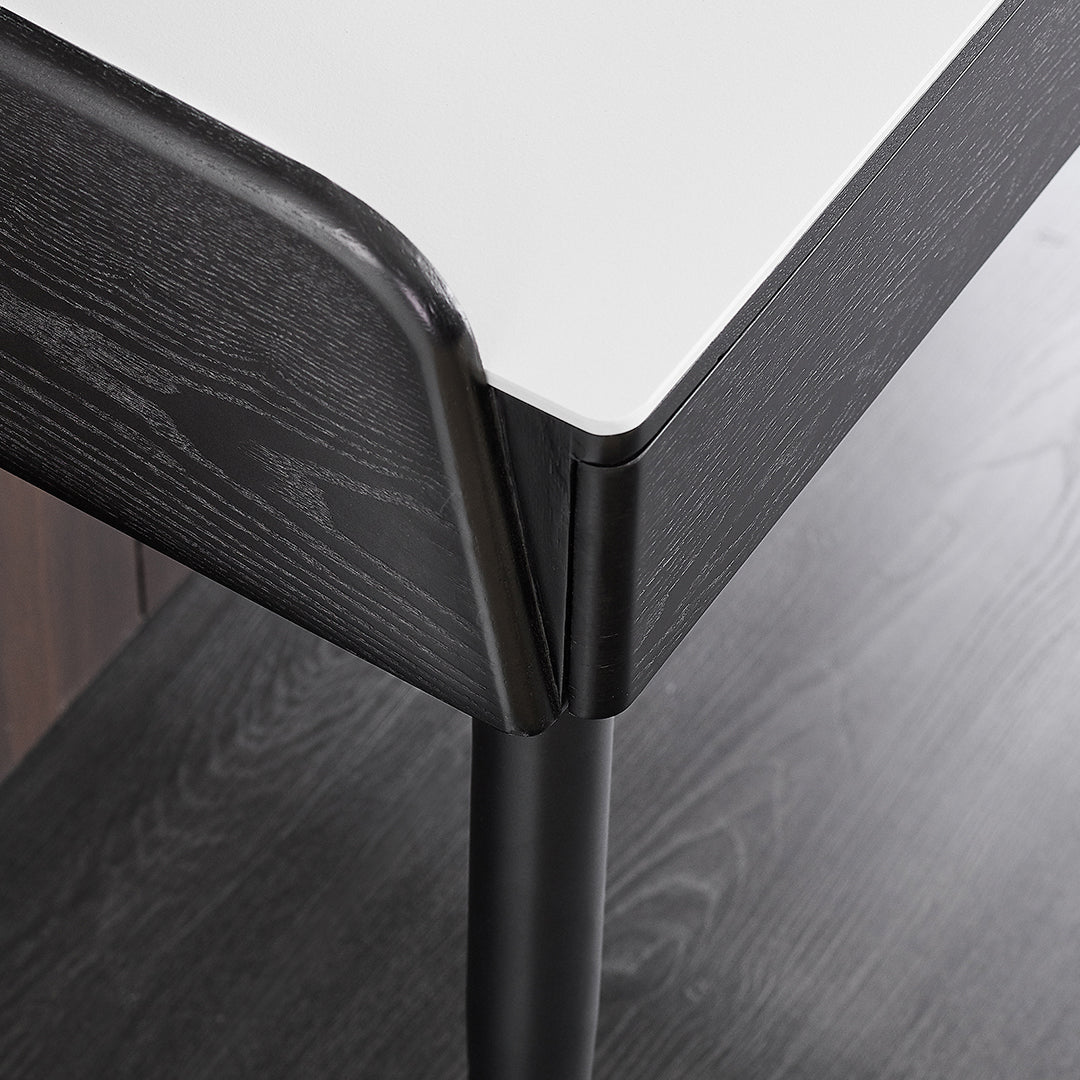 Contemporary Stone Vanity, 2 Storage Drawers With Stool, Black/White