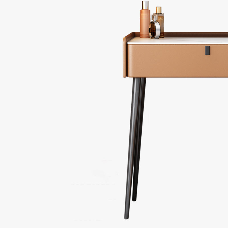 1/3 Drawers, 23.62"/27.56" Wide Vanity Set with Stool and Mirror,Brown