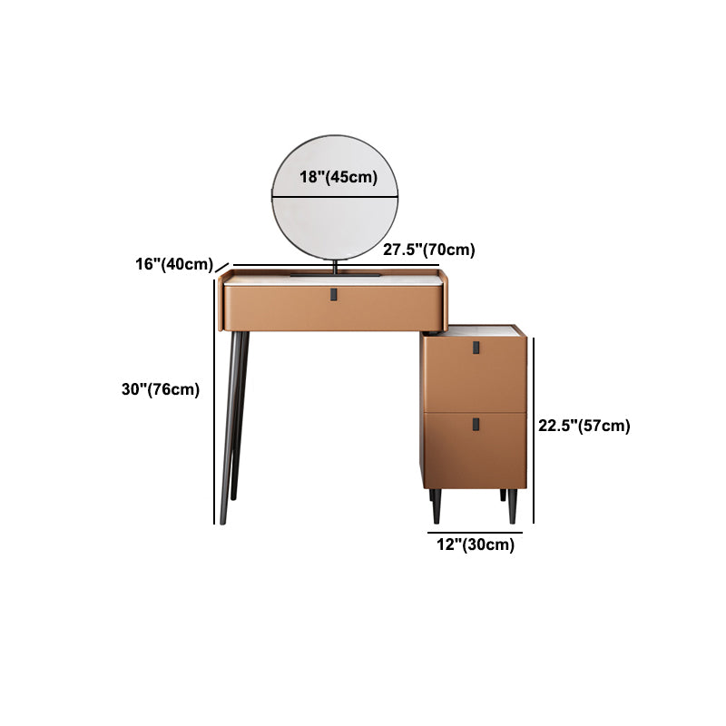 1/3 Drawers, 23.62"/27.56" Wide Vanity Set with Stool and Mirror,Brown