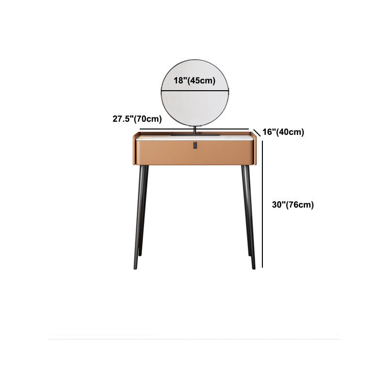 1/3 Drawers, 23.62"/27.56" Wide Vanity Set with Stool and Mirror,Brown