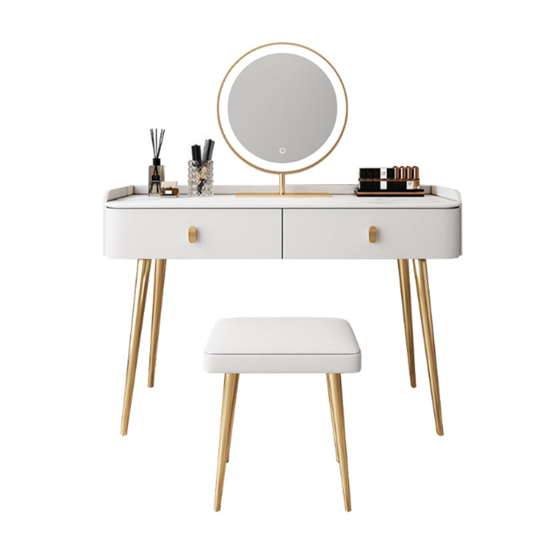 White Vanity with Makeup Table and Stool, 1/2 Drawers Dresser - 31.89" H