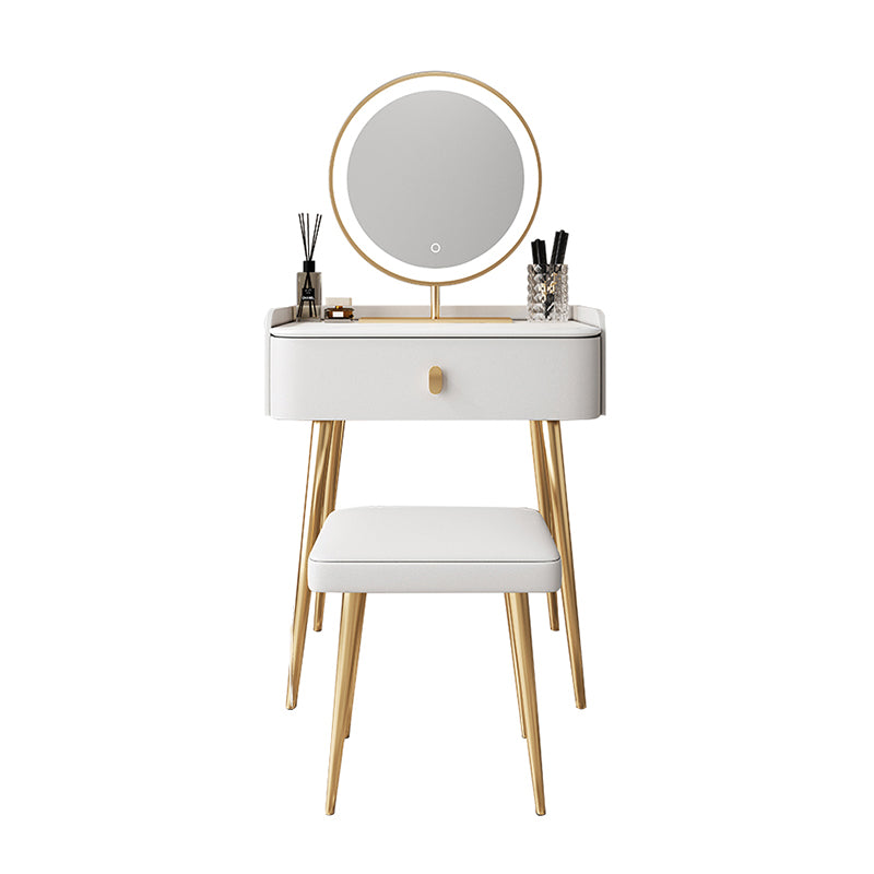 White Vanity with Makeup Table and Stool, 1/2 Drawers Dresser - 31.89" H