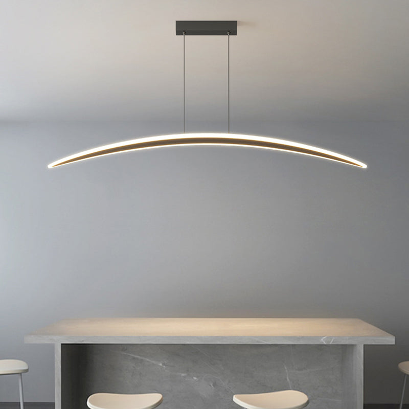 Simple Curved Hanging Island Light Metal LED Dining Room Island Ceiling Light