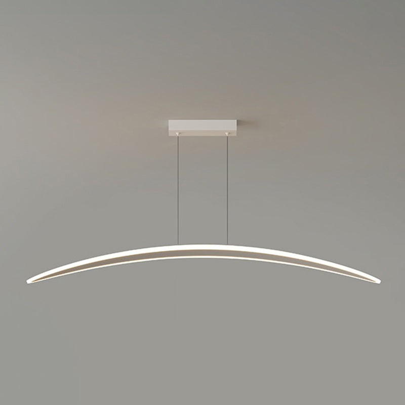 Simple Curved Hanging Island Light Metal LED Dining Room Island Ceiling Light