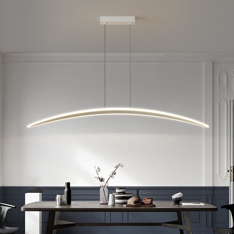Simple Curved Hanging Island Light Metal LED Dining Room Island Ceiling Light