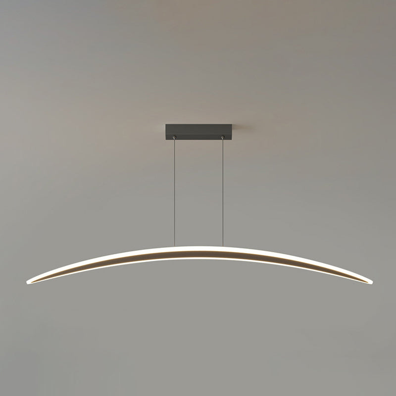 Simple Curved Hanging Island Light Metal LED Dining Room Island Ceiling Light