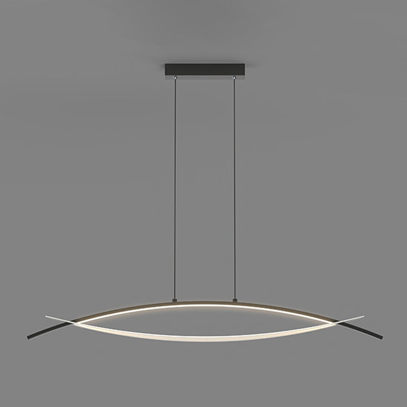 Simple Curved Hanging Island Light Metal LED Dining Room Island Ceiling Light