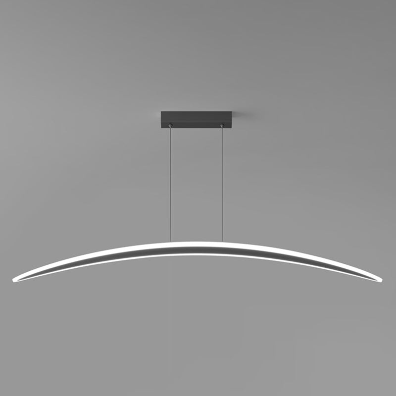 Simple Curved Hanging Island Light Metal LED Dining Room Island Ceiling Light